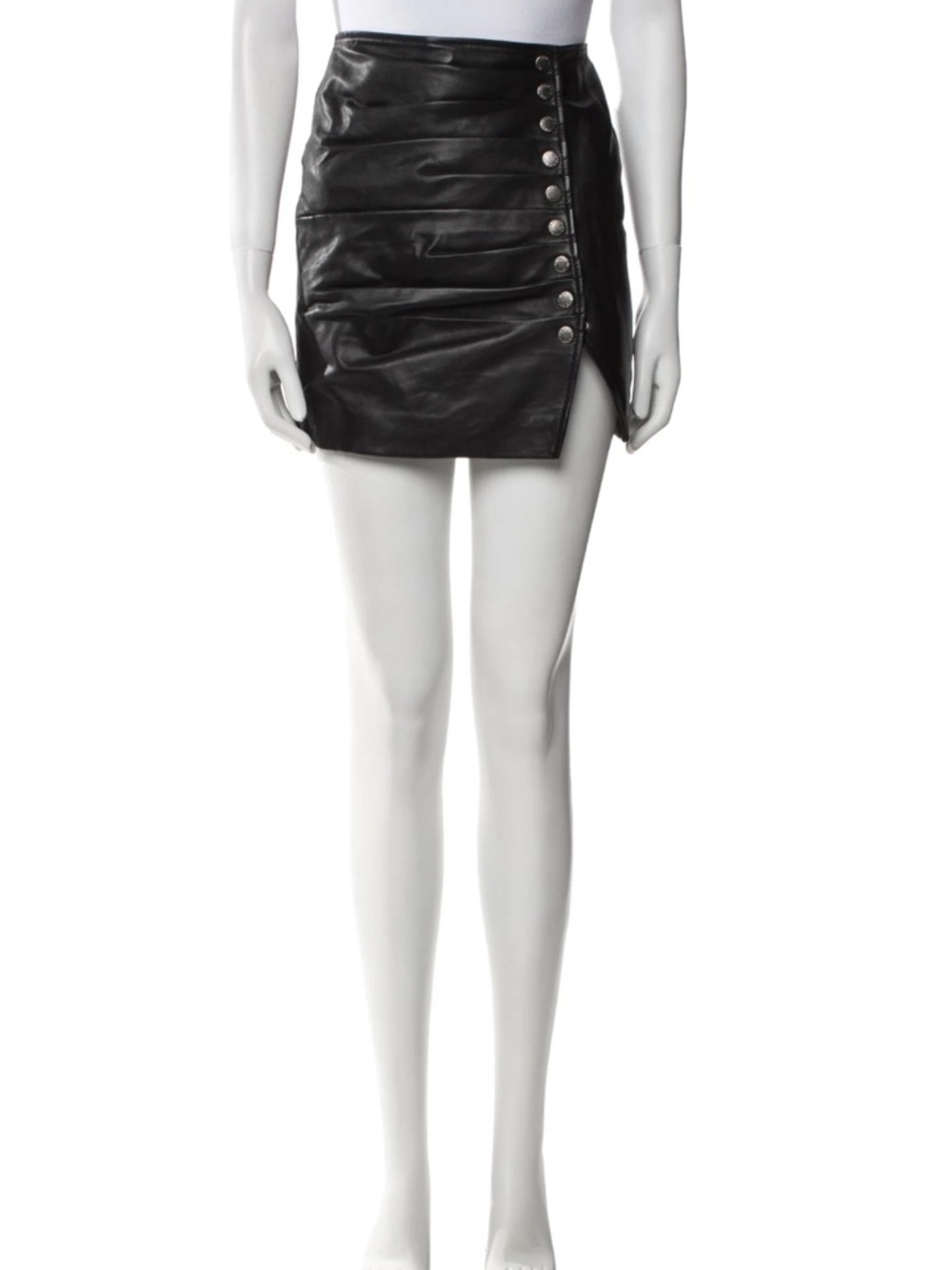 Retrofete New Black Leather Willa Mini Skirt Size Small